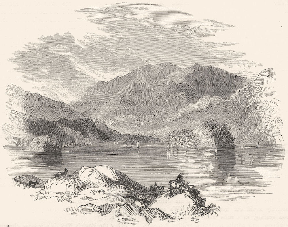 IRELAND. The Lakes of Killarney. Upper Lake 1850 old antique print picture